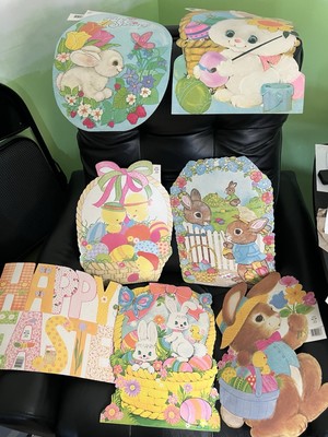 7 Vintage Easter Decoration Die Cut 1970s Eureka USA. Never Used.