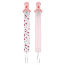 Dr. Brown's Pacifier Clips, Flowers and 2 Count Pack of 1 , Pink White
