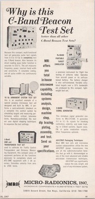 Micro-Radionics MRI C-Band Beacon Test Set 1967 Vintage Print Ad