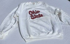 VINTAGE OHIO STATE WHITE CREWNECK SWEATSHIRT SZ. L MADE IN USA