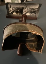 Vintage Monarch Stereoscope w/ Original Handle & Ornate Metal & 1 Card 