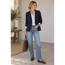 GAP Icon Blazer Navy Uniform Size 8 One Button Preppy Career