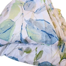 THE COMPANY STORE KING 100% Cotton Green Blue Floral Leaves Duvet Cover Blanket