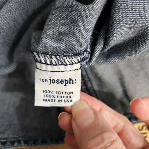 New For Joseph: Top Large Button Western Denim Shirt Embroidered Rose Cotton - Picture 10 of 14