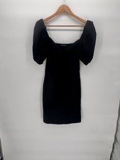 Pretty Little Thing Black Mini Dress With Ballon Sleeve Cut Out Night Out Gothic