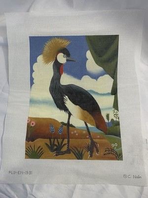 Needlepoint Hand painted  African Crowned Crane 18 Count Mesh PLD Design