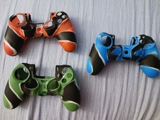 Set Of 3 Silicone Rubber Cover Case Skin Protectors PS4 Controller Green Blue