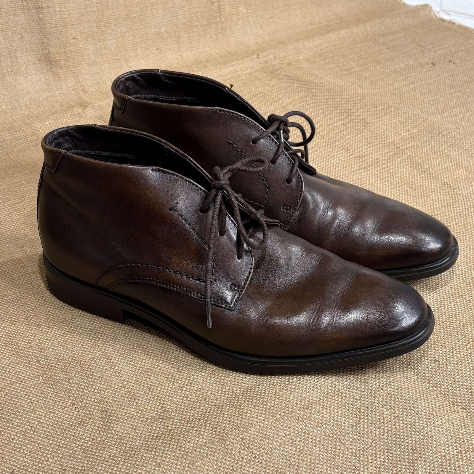 SAOLA Stivali ECCO uomo 10 marroni chukka eleganti comodi casual stringati suola gomma