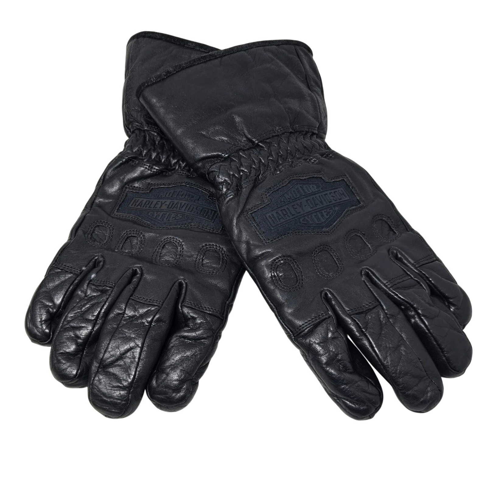 Harley Davidson Gauntlet Gloves Motorcycle Black Leather Insulated Men's Small