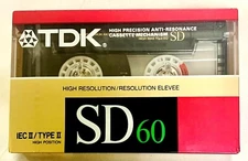 TDK SD 60 TYPE II Blank Audio Cassette Tape - 1988 NEW Sealed Vintage