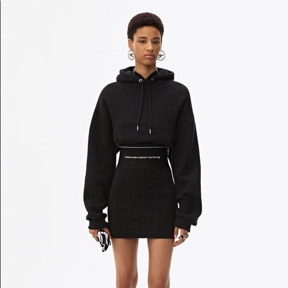 alexander wang logo elastic mini skirt