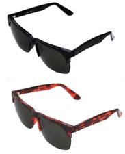 Men's Women's True Vintage Large Flat Top Sunglasses 80s Half Shell Green Lenses