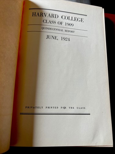 Harvard College Class of 1909 QUINDECENNIAL 15th & 30th Anniversary Hardcovers - Picture 8 of 16