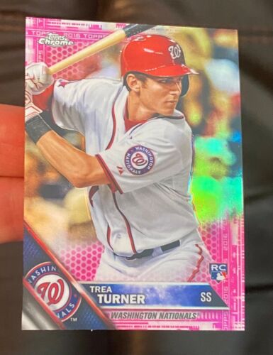 TREA TURNER ROOKIE ๐ฅ 2016 Topps CHROME #32 ๐ฅ PINK REFRACTOR RC SP ๐ ๐ - Picture 3 of 4