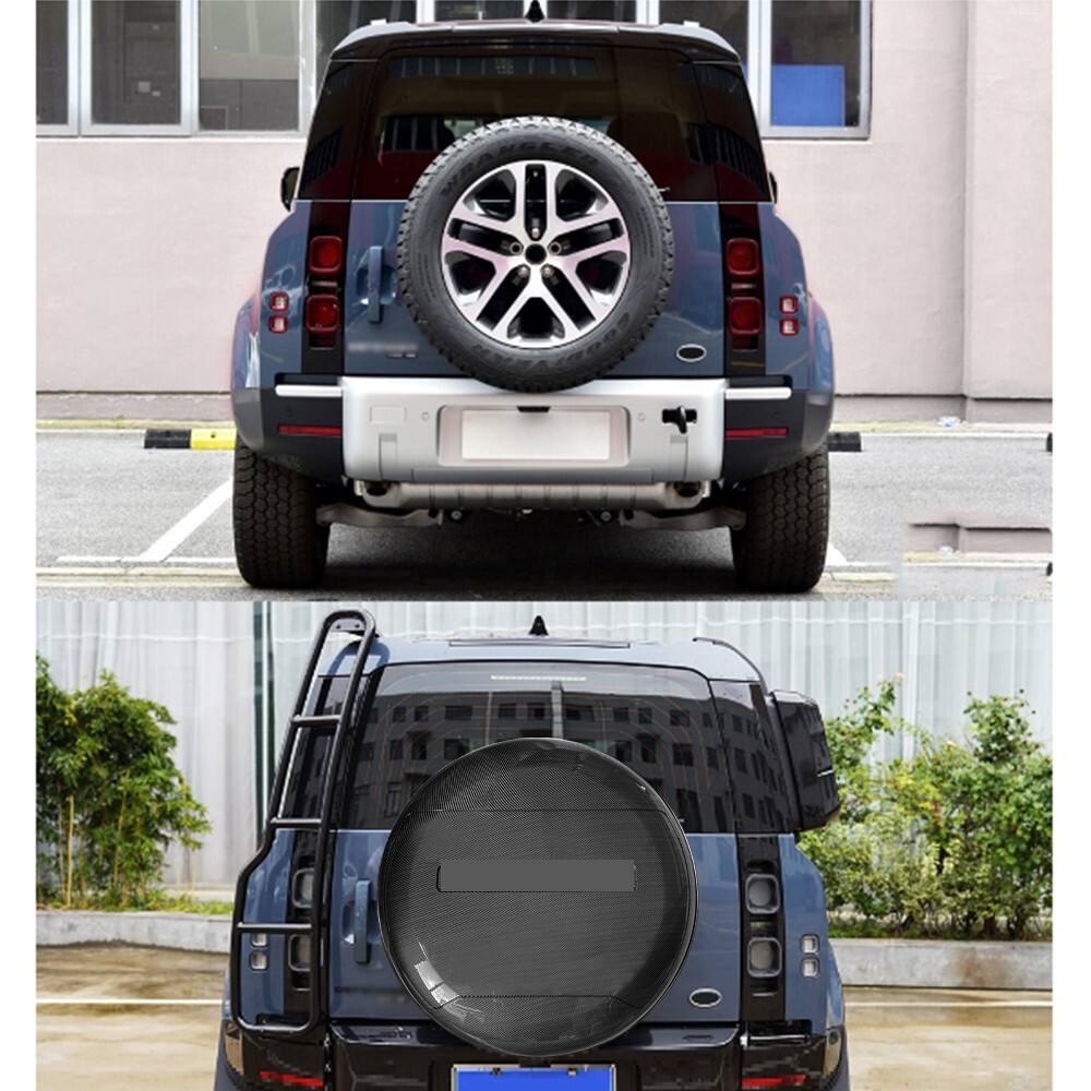 Carbon Fiber Style Rear Spare Tire Tyre Cover Fits For LR Defender 110