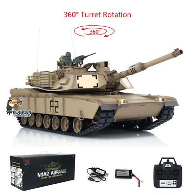 Henglong 1/16 7.0 Plastic M1A2 Abrams RTR IR BB RC Tank 3918 Smoke 360° Turret