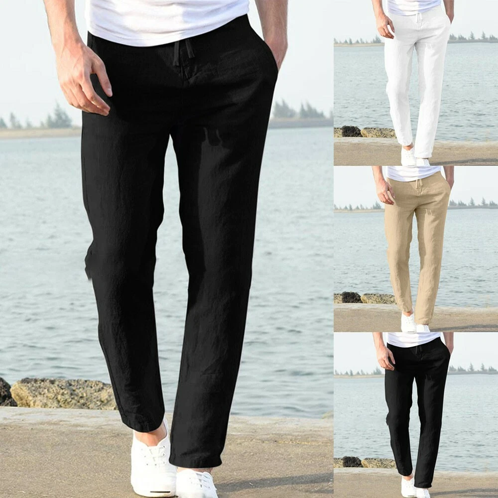 Mens Summer Pants Drawstring Loose Baggy Elasticated Trousers Fashion Pants