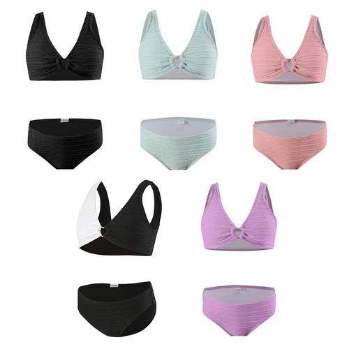 Kids Girls Swimsuit Holiday Swim Outfit Jogging Crop Top With Briefs Summer - Picture 2 of 49