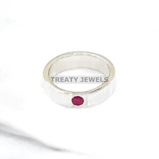 Ruby Round Cut Gemstone With 925 Sterling Silver Ring For Men's #A55 *