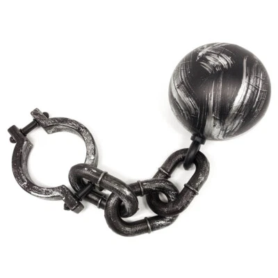 MOTTOLAND STRÄFLING FUßKUGEL Gefangener Häftling Knasti JGA Bräutigam Fußfessel Party Deko