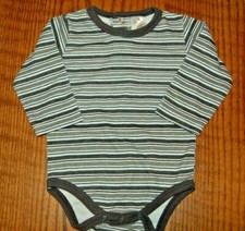 CALVIN KLEIN ONE-PIECE T-SHIRT 3-6M BOYS GRAY WHITE STRIPE LNG SLEEVE 100 COTTON