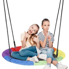 40" Saucer Tree Swing Set for Kids Rainbow Adjust Hanging Rope Flying Swing Seat