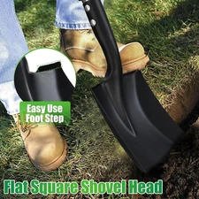 Garden Shovel Big Grip 31" Handle Metal Square Shovel Spade for Dig loose Black