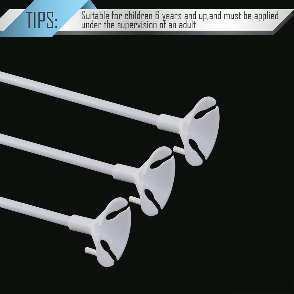 50 Piezas Palitos Globo Blanco Plástico con Tazas para Fiesta, San Valentín, Boda Foto 4 de 4