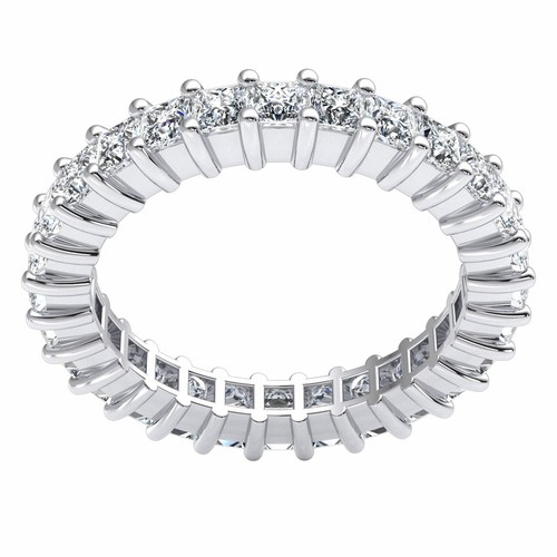 2.5Carat Classic Stackable Bridal Eternity Band Ring Princess Diamond Platinum - Picture 3 of 3