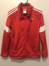 Adidas Kids Red Full Zip Track Jacket Size Large 14/16
