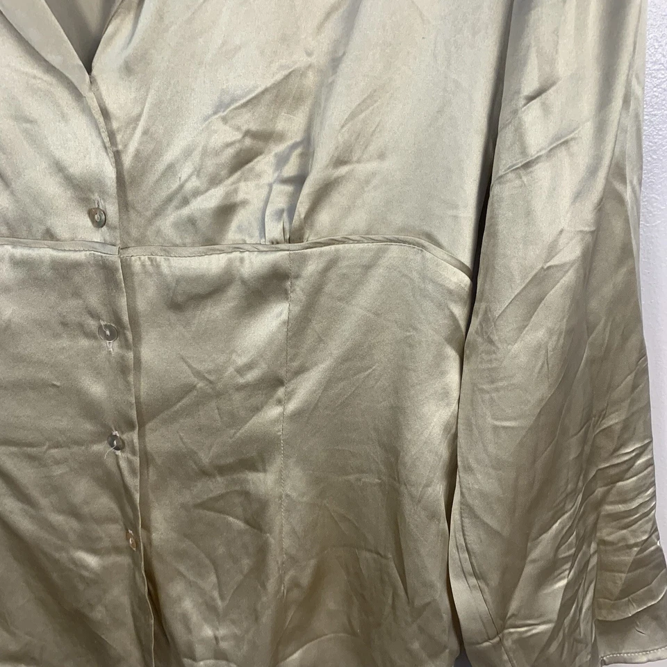 Blusa Silx August Seda Manga Larga Botón Frontal Brillante Dorada Talla S Corbata Foto 2 de 4