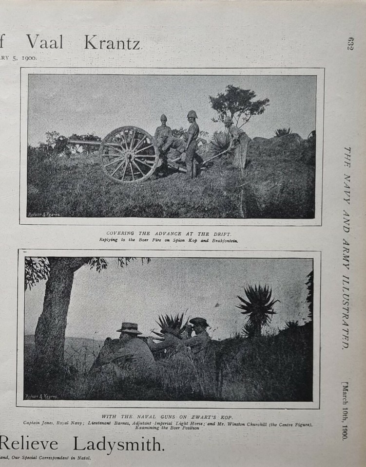 1900 BOER WAR ERA PRINT BATTLE OF VAAL KRANTZ TUGELA RIVER SPION KOP ...