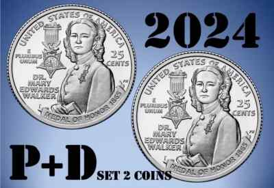 2024 P&D Dr. Mary Edwards Walker American Women Quarter 2 Coin Set