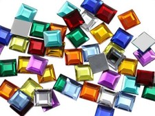 12mm Flat Back Square Acrylic Rhinestones 1/2" Plastic Costume Gem Craft 40 Pcs