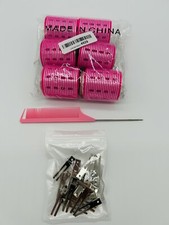 Hair Rollers Set 18 rollers M, L, XL, clips, and comb Pink Rollers NEW
