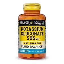 Mason Natural Potassium Gluconate 595 mg - Essential Mineral, 100 Tablets