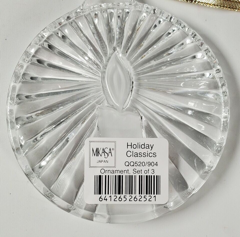 Set of 3 MIKASA Crystal Christmas Ornaments HOLIDAY CLASSICS QQ520904
