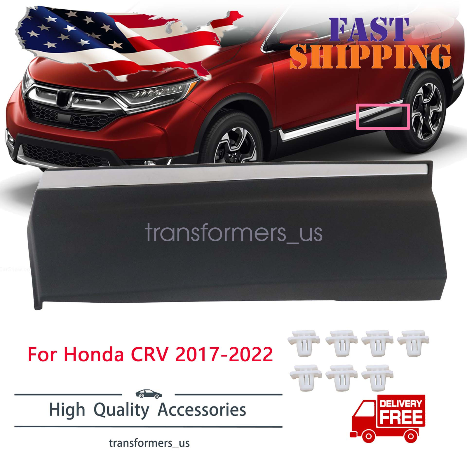 For Honda CRV 2017-2022 Rear Lower Door Molding Trim Left Side 75333TLAA01