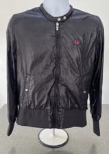 Fred Perry Ladies Lightweight Bomber Jacket Uk 16 - Black And Neon Pink