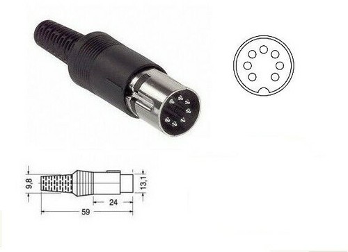 Oiyagai 5 Pezzi Connettori DIN 8 Pin Maschio con Manico in Plastica Nera