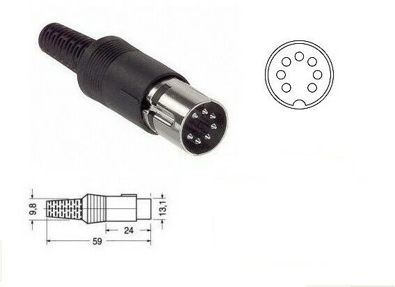 ELCART Connettore DIN 7 poli 270° spina maschio DIN volante 45329