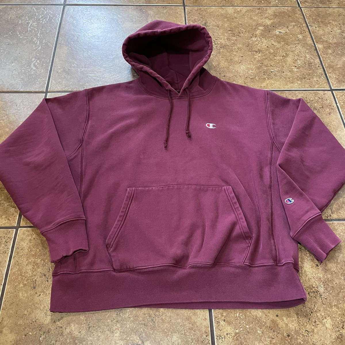 Vintage 90s Champion Reverse Weave Hoodie Burgundy Maroon XL