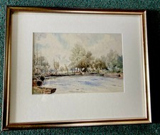 Frederick Charles Mulock Original Aquarell Gemälde Heybridge Boats River