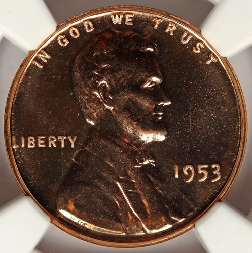 1953 Proof Lincoln Wheat Cent 1c NGC PF67 RD - Picture 3 of 4