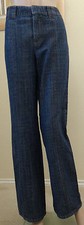 DKNY JEANS dark blue denim straight leg decorative line stitch jeans, size 8
