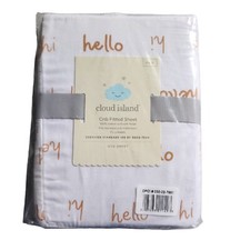 Fitted Crib Sheet Cotton - Cloud Island  White/Gold Unisex Crib Sheet New 