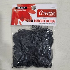 Annie 3158 Rubber Bands Asst Size 500Ct Black 2 Pack 