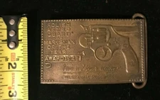 Vintage Polish Marksman Award 1947 Brass Belt Buckle Montauk Silver Co. 