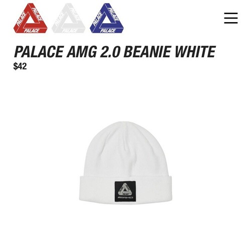 PALACE SKATEBOARDS AMG 2.0 BEANIE WHITE 