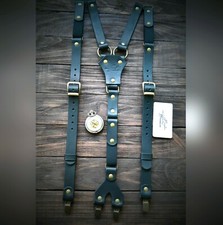 Black leather Suspenders, Mens Suspenders, Personalized Suspender, Handmade